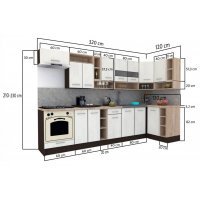 Bucatarie de Colt COSSY NEW DR. 120-320, Wenge / Decor K366